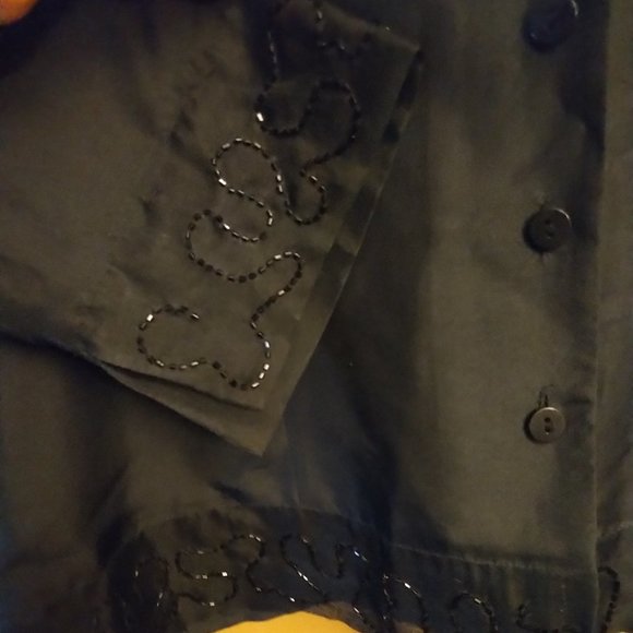 Anne Carson Silk, Beaded Black Jacket Blouse-Medium - Picture 3 of 4